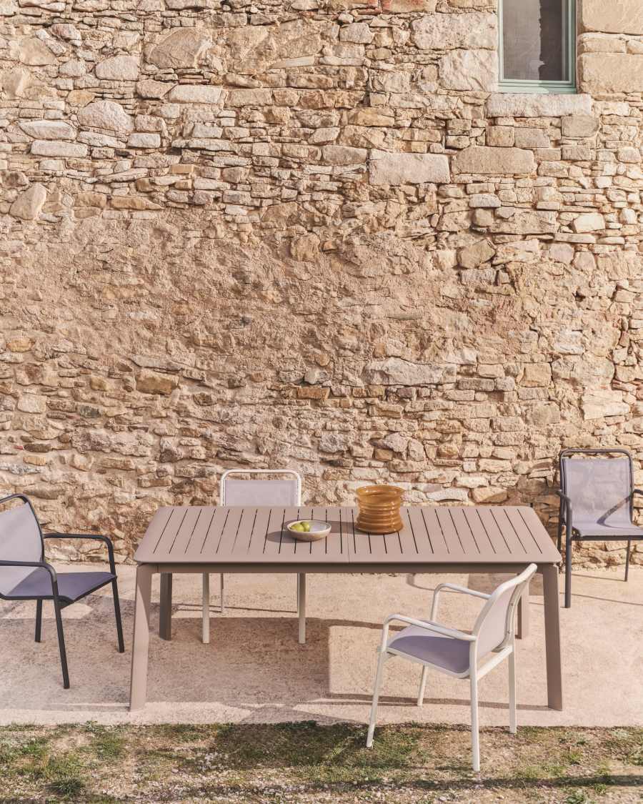 Luri stackable outdoor chair in ecru aluminium and beige texteline