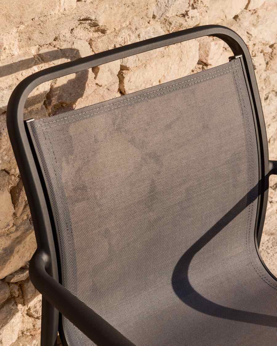 Luri stackable chair in graphite aluminium and grey texteline
