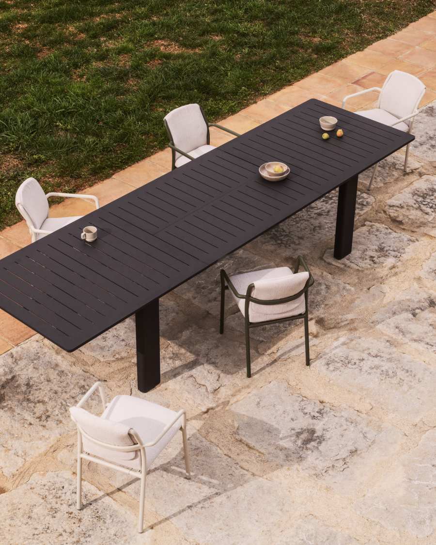 Livorno extendable table in graphite aluminium 233(350) x 100 cm