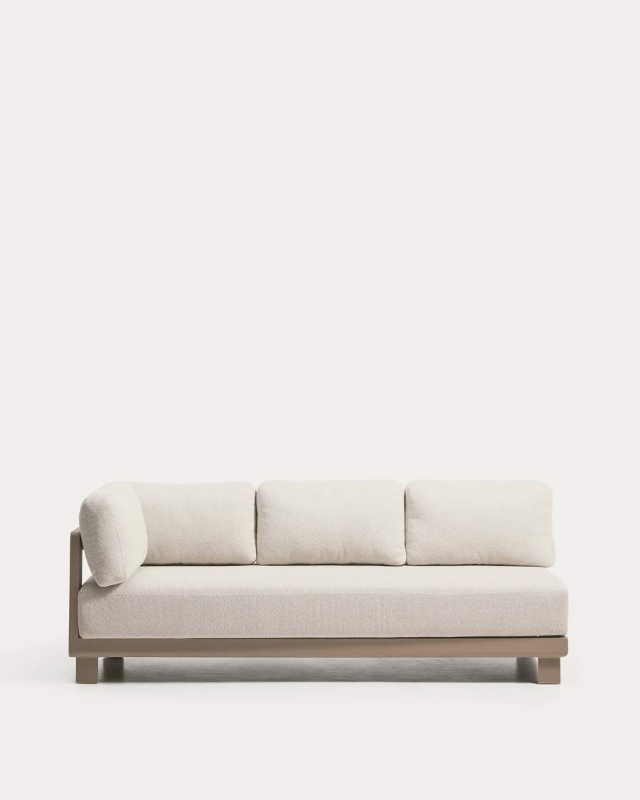 Nerano 3-seater sofa in taupe aluminium 208 cm