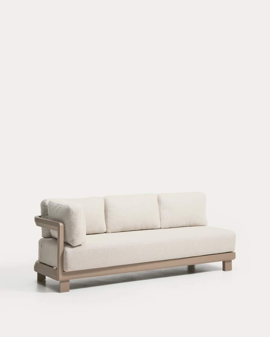 Nerano 3-seater sofa in taupe aluminium 208 cm