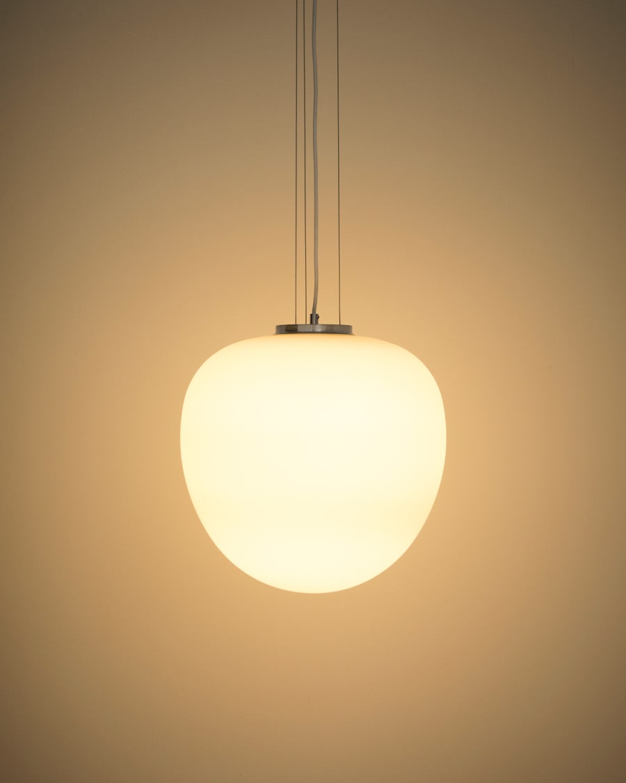 Ardali ceiling lamp in smoked glass and steel with brushed finish Ø25cm