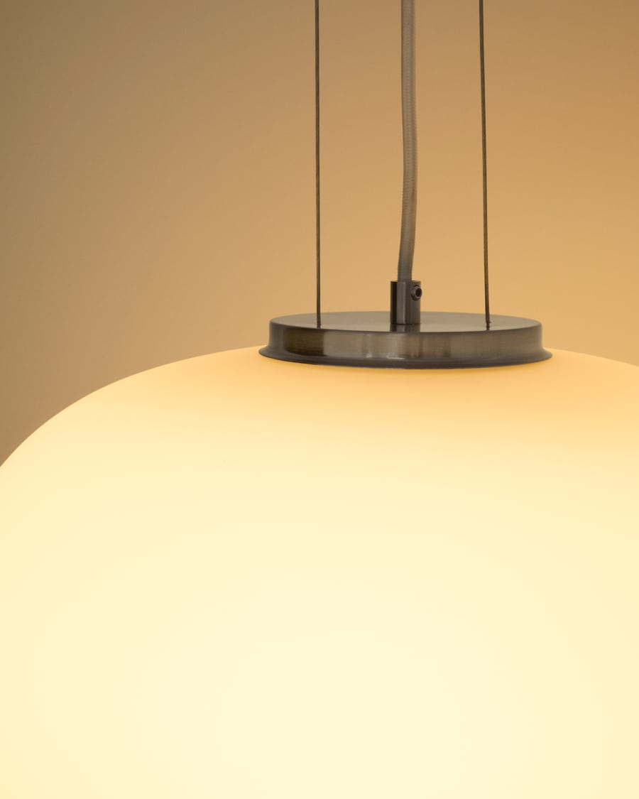 Ardali ceiling lamp in smoked glass and steel with brushed finish Ø40cm