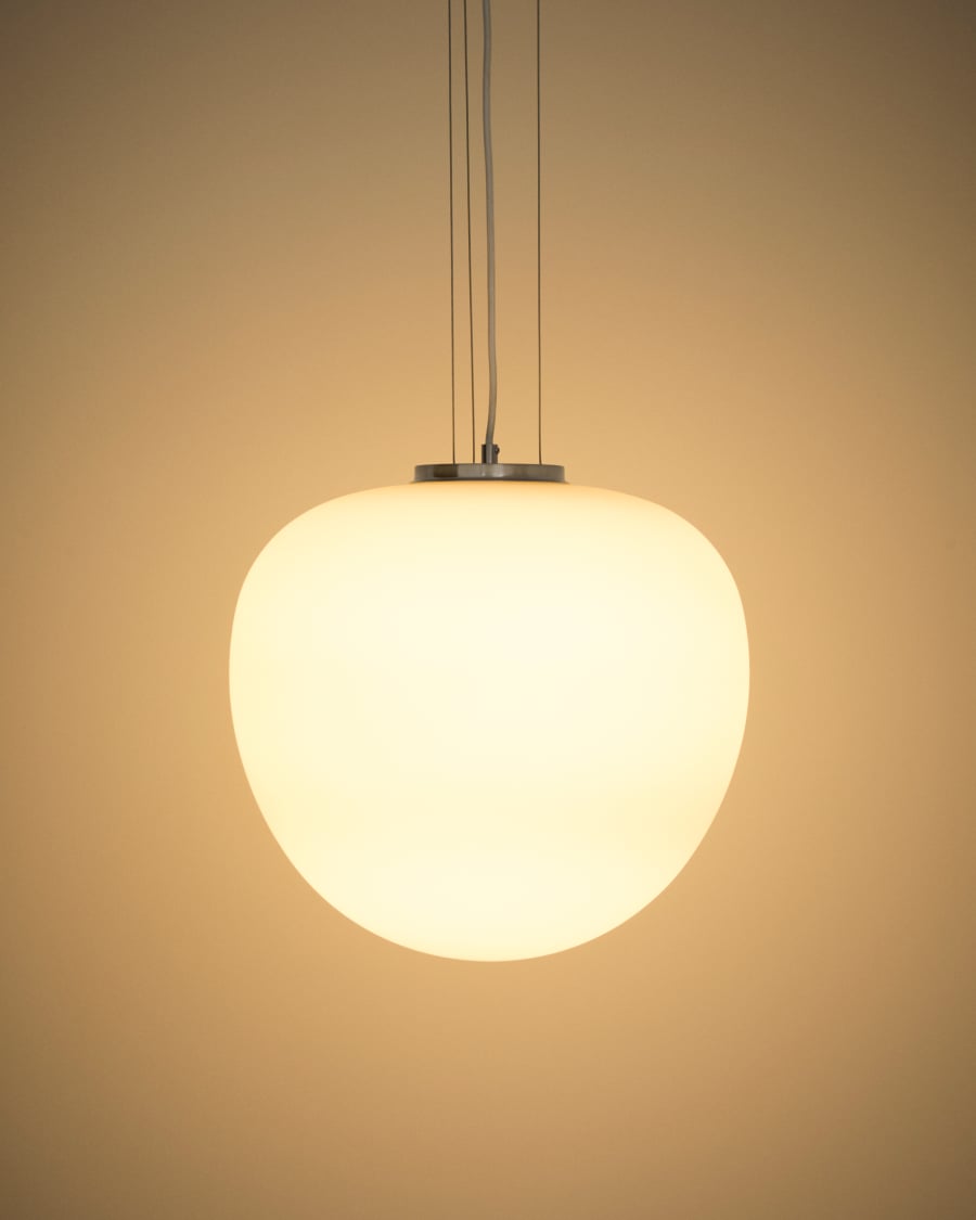 Ardali ceiling lamp in smoked glass and steel with brushed finish Ø40cm