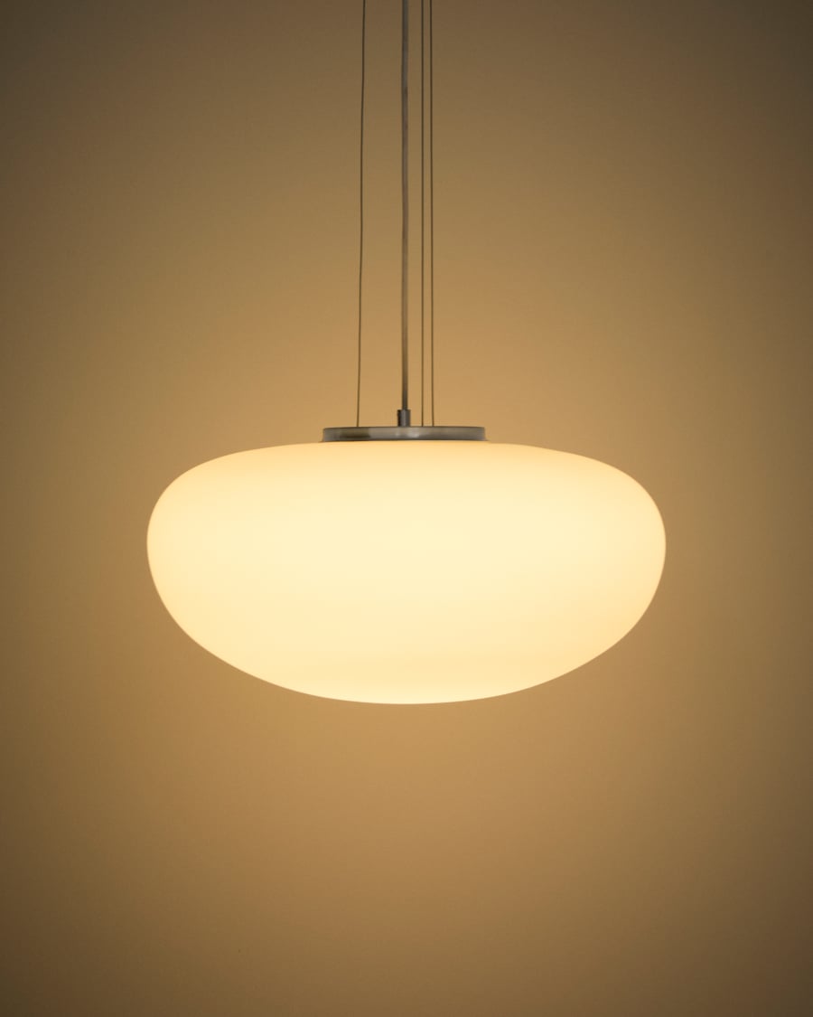 Ardali ceiling lamp in smoked glass and steel with brushed finish Ø50cm