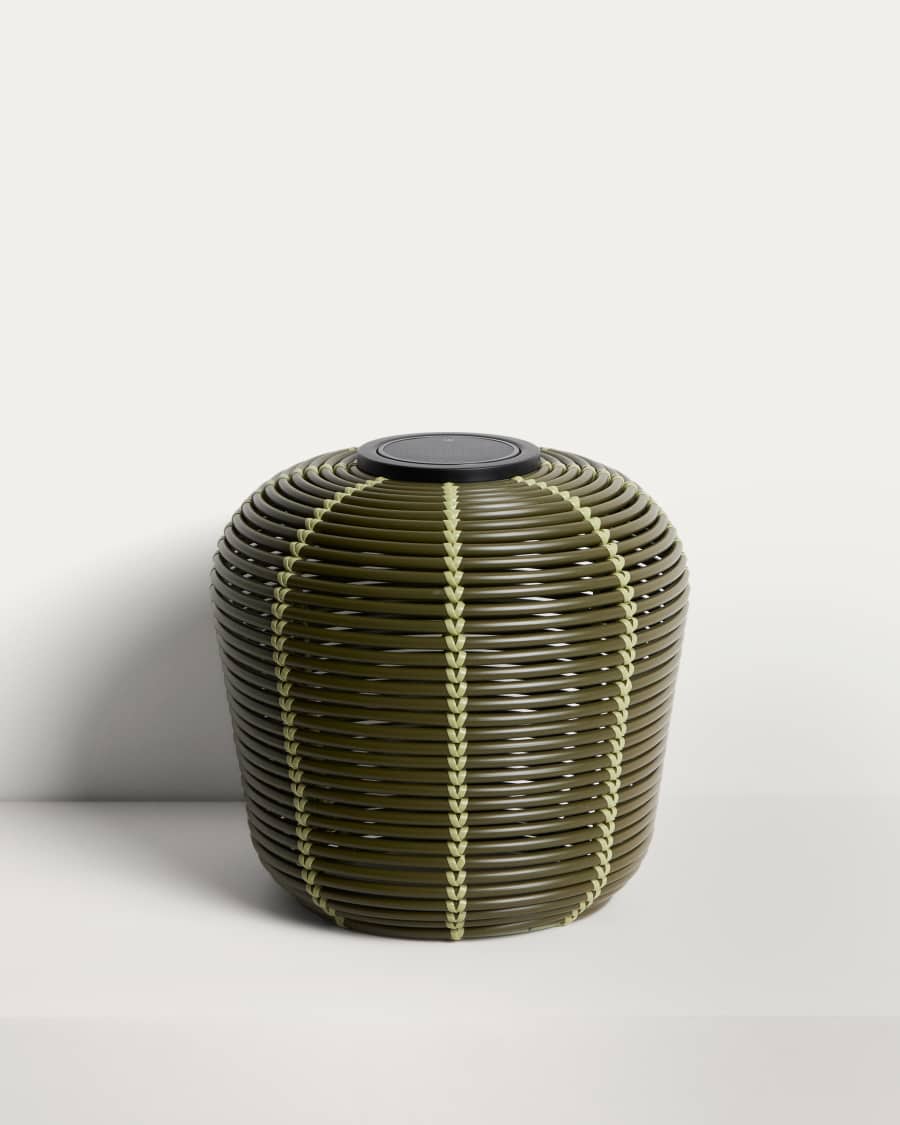 Lampada da tavolo solare da esterno Garoina LED in rattan sintetico verde Ø 35 cm