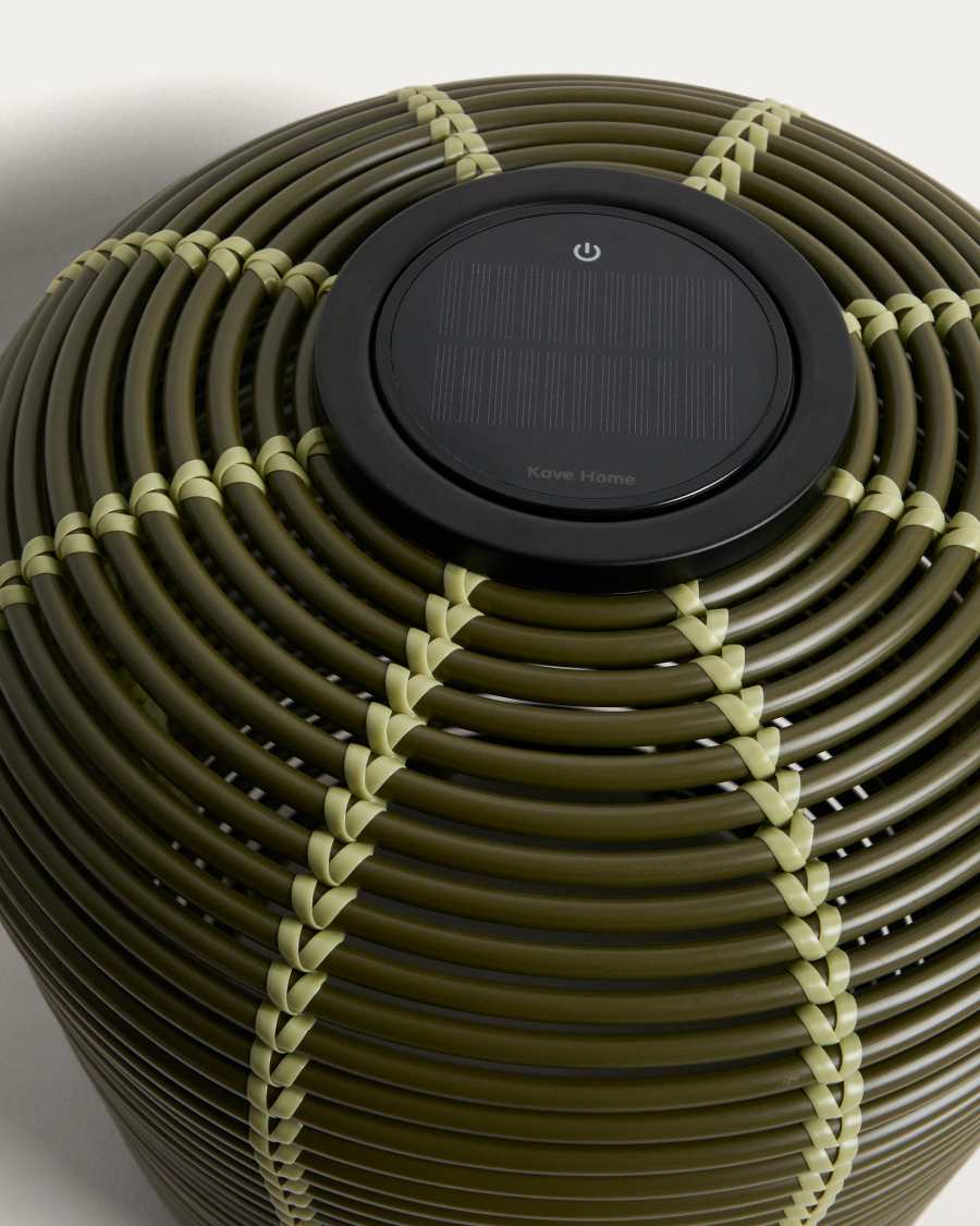 Lampada da tavolo solare da esterno Garoina LED in rattan sintetico verde Ø 35 cm