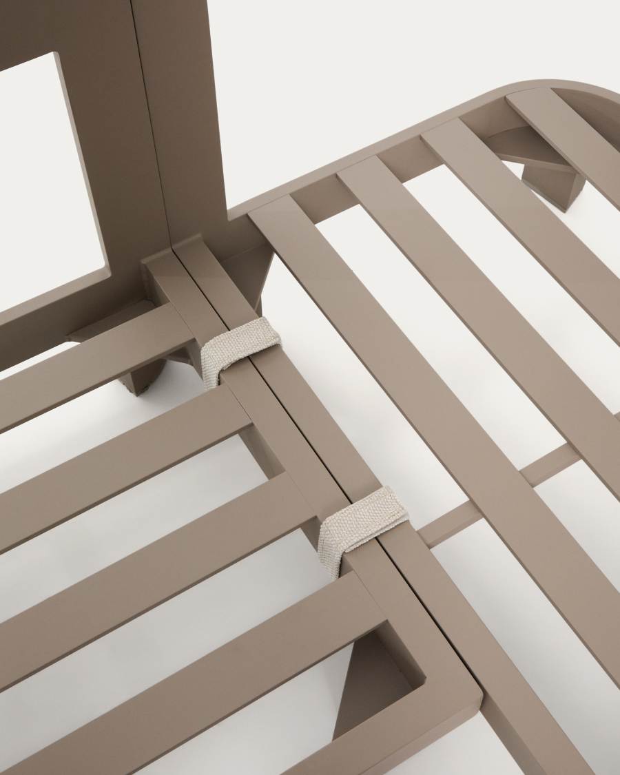 Nerano set with 5-seater corner sofa and coffee table in tempered glass and taupe aluminium