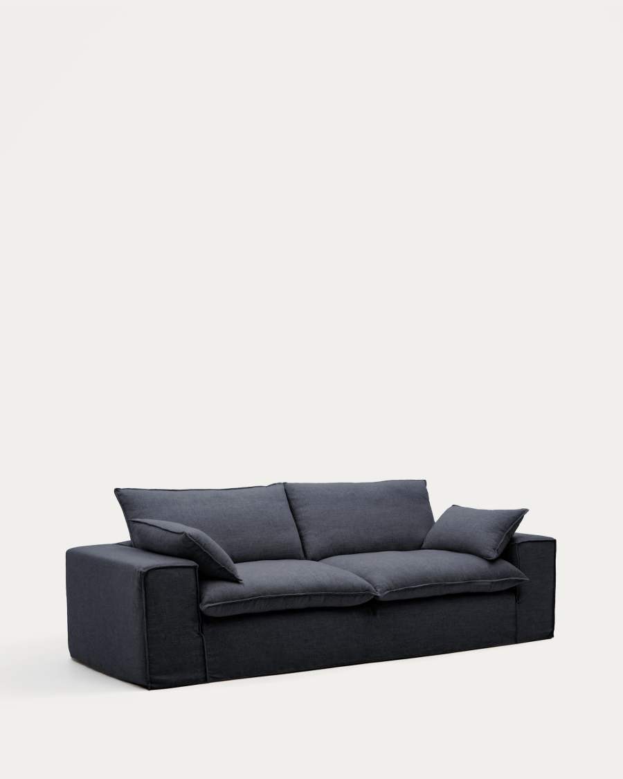 Sofà modular desenfundable Anarela 3 places de lli i viscosa gris fosc 280 cm FSC Mix Credit