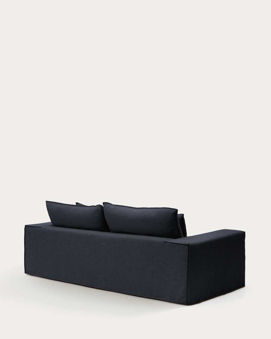 Sofà modular desenfundable Anarela 3 places de lli i viscosa gris fosc 280 cm FSC Mix Credit