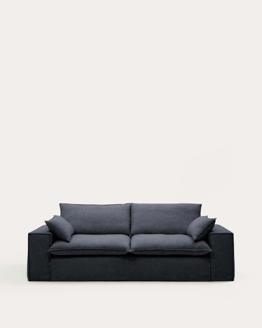 Sofà modular desenfundable Anarela 3 places de lli i viscosa gris fosc 280 cm FSC Mix Credit