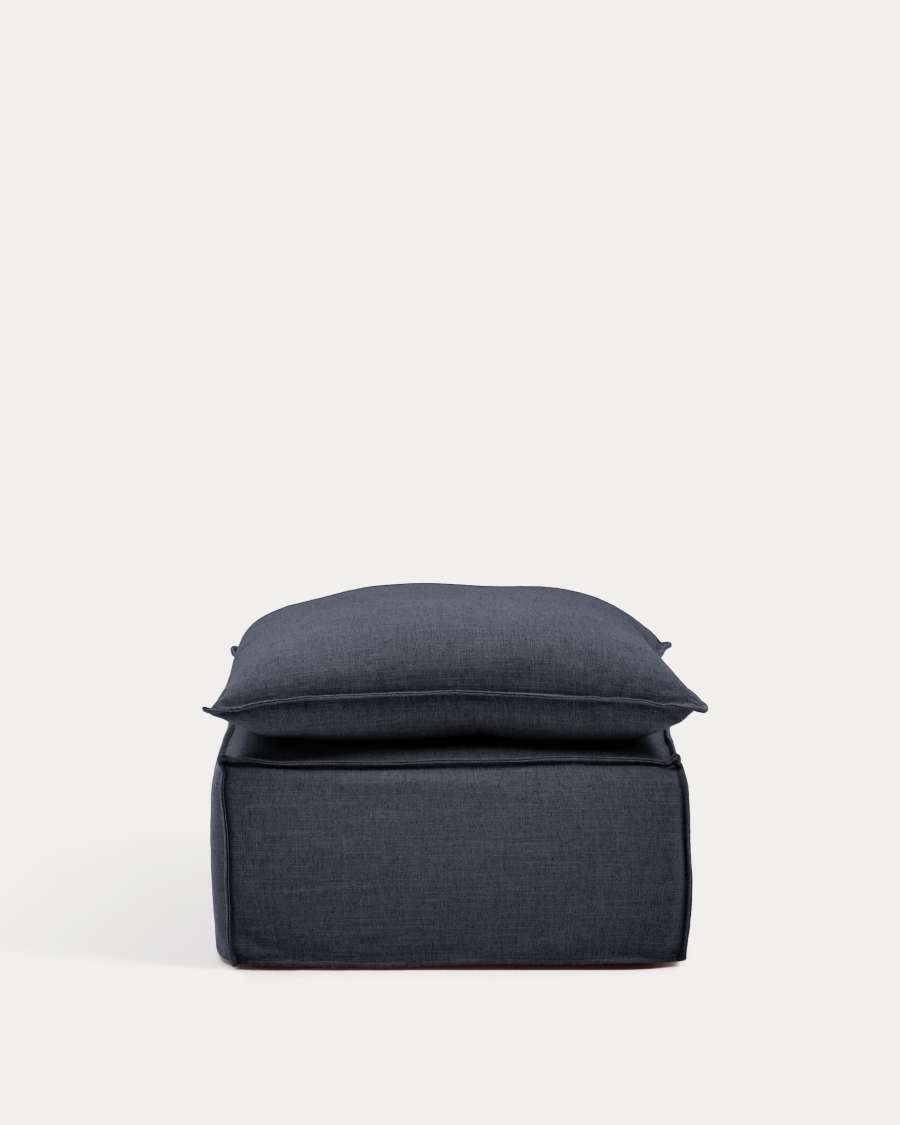 Fußablage Anarela mit abnehmbarem Bezug und Kissen aus Leinen und Viskose in Dunkelgrau, 80 x 80 cm, FSC Mix Credit