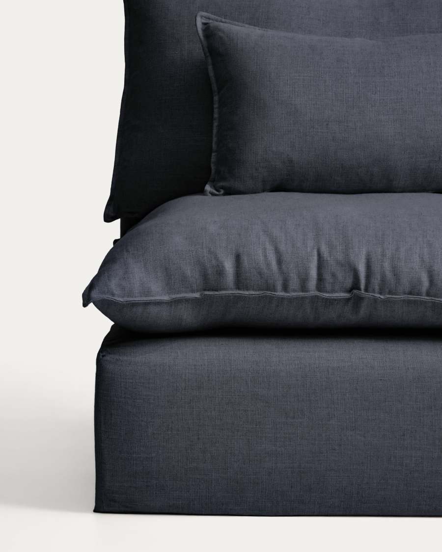Anarela dark grey linen and viscose 2-seater modular sofa with end module and removable cover 270cm FSC Mix Credit