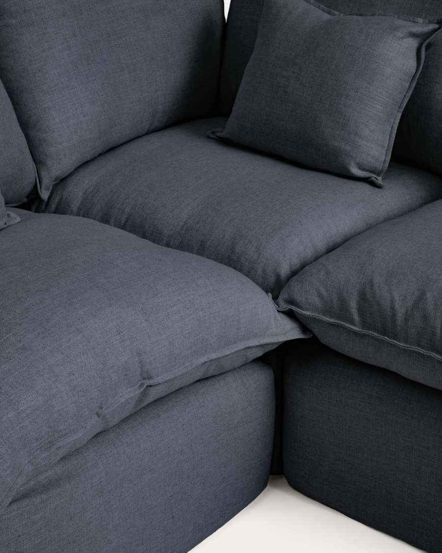 Anarela dark grey linen and viscose 4-seater modular corner sofa with removable cover 287 x 307cm FSC Mix Credit