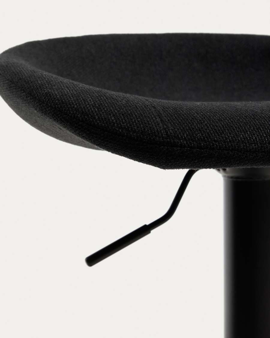 Danua stool in black chenille and matte black steel 81-102cm FSC 100%