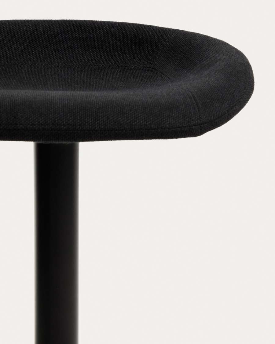 Danua stool in black chenille and matte black steel 81-102cm FSC 100%