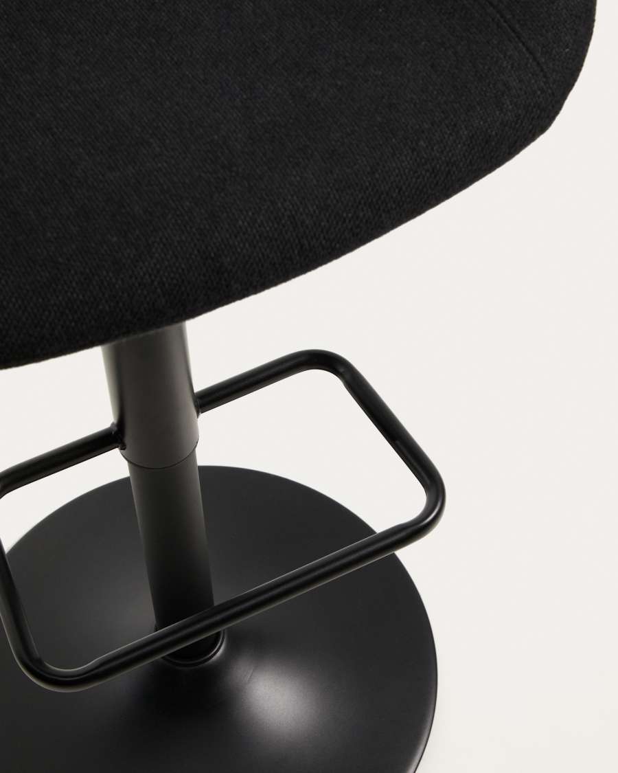 Danua stool in black chenille and matte black steel 81-102cm FSC 100%