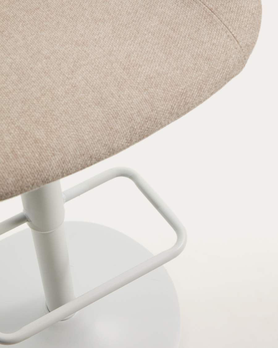 Danua stool in beige chenille and matte black steel 81-102cm FSC 100%