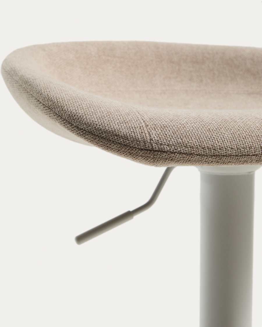 Danua stool in beige chenille and matte black steel 81-102cm FSC 100%