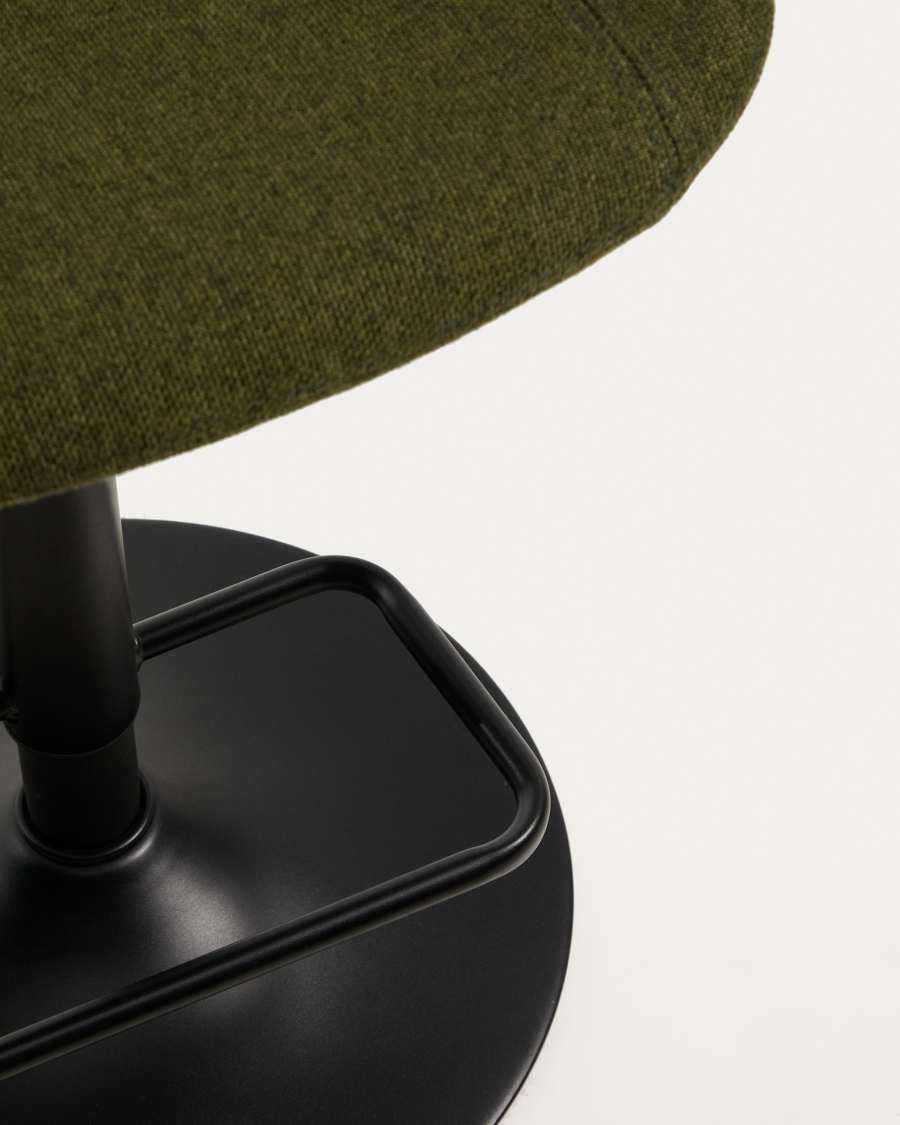 Danua stool in green chenille and matte black steel 81-102cm FSC 100%