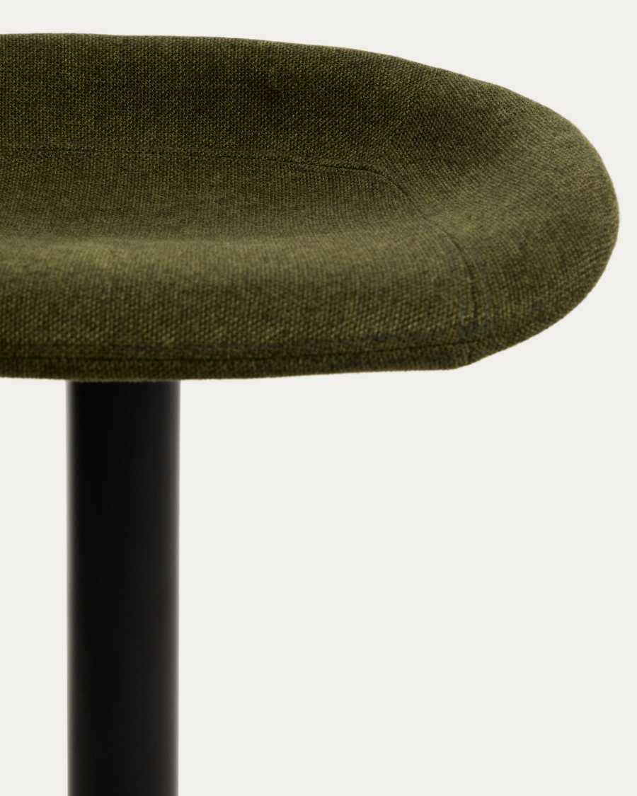Danua stool in green chenille and matte black steel 81-102cm FSC 100%