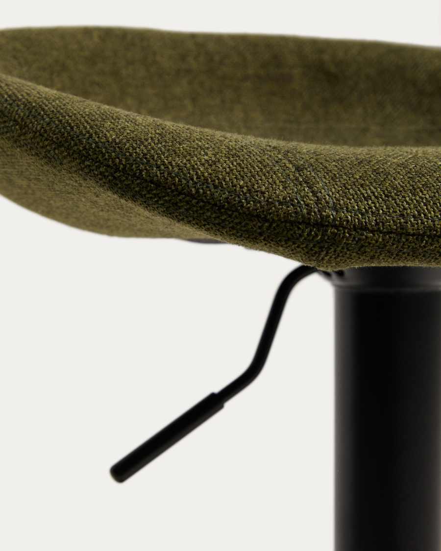 Danua stool in green chenille and matte black steel 81-102cm FSC 100%