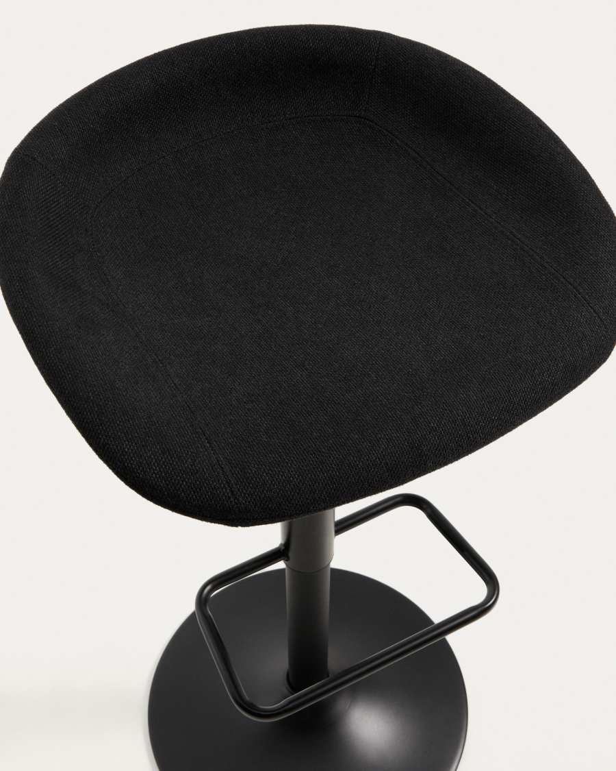 Danua stool in black chenille and matte black steel 81-102cm FSC 100%
