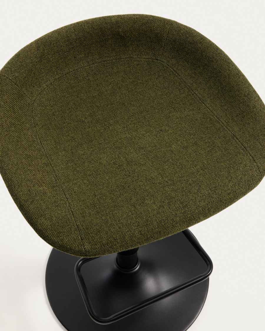 Danua stool in green chenille and matte black steel 81-102cm FSC 100%