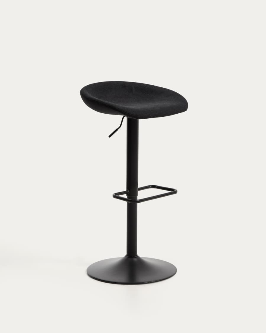 Danua stool in black chenille and matte black steel 81-102cm FSC 100%