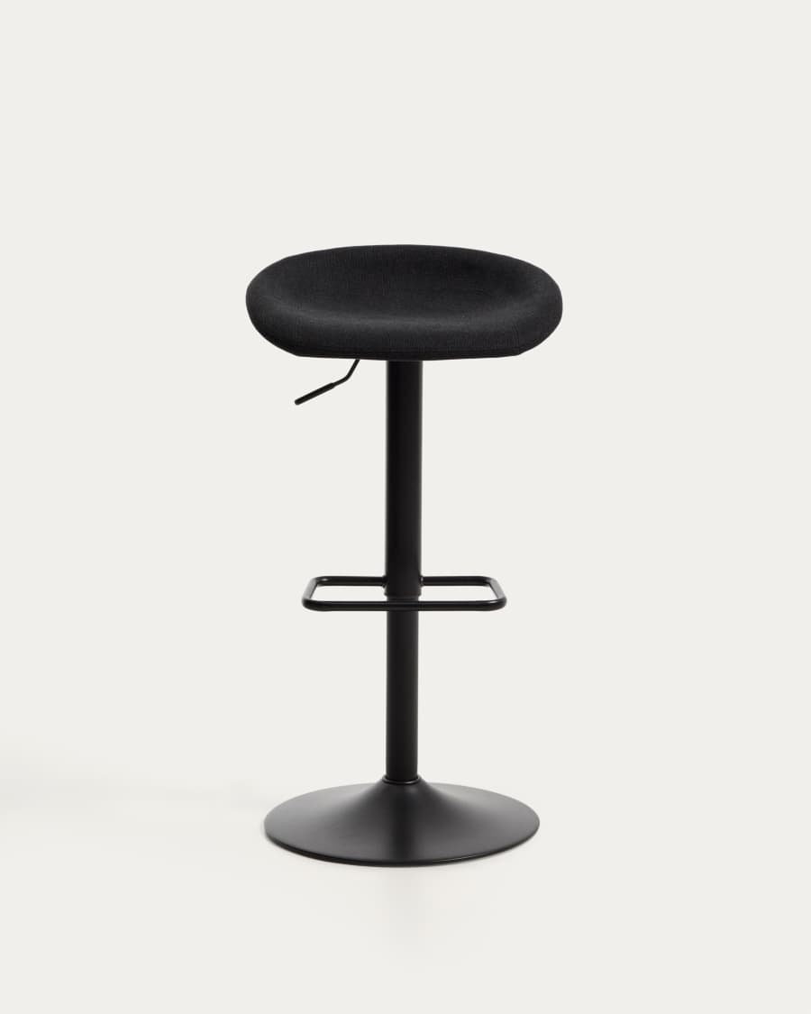 Danua stool in black chenille and matte black steel 81-102cm FSC 100%