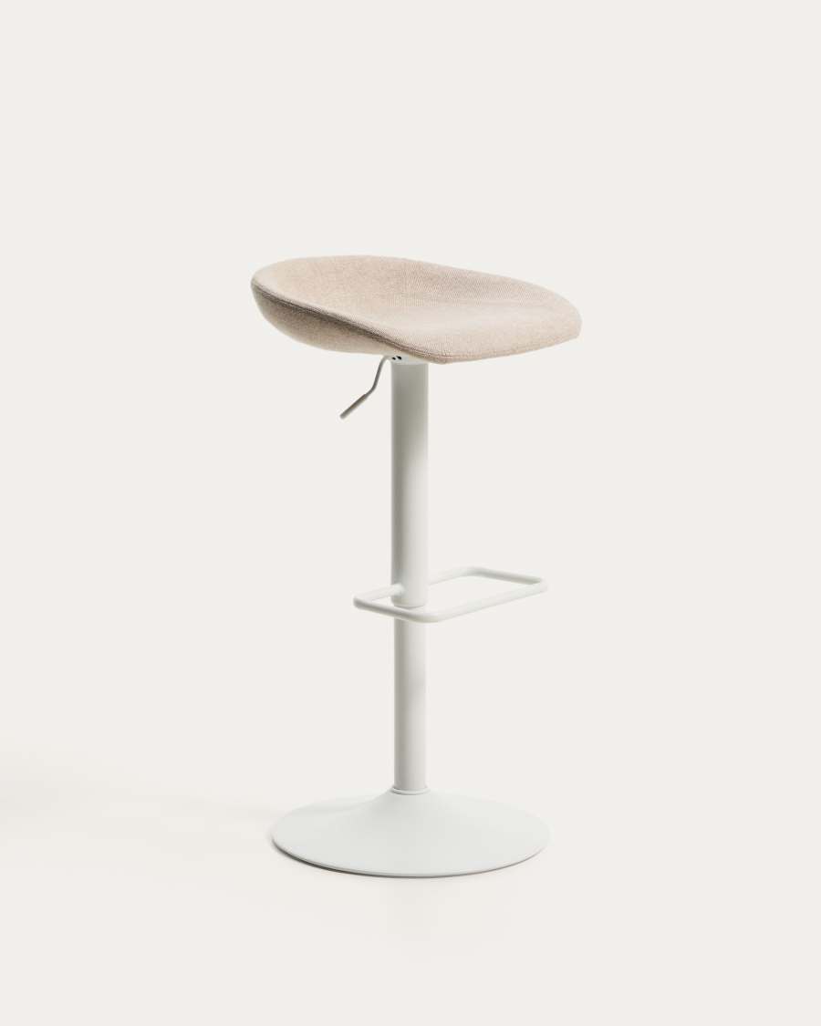 Danua stool in beige chenille and matte black steel 81-102cm FSC 100%