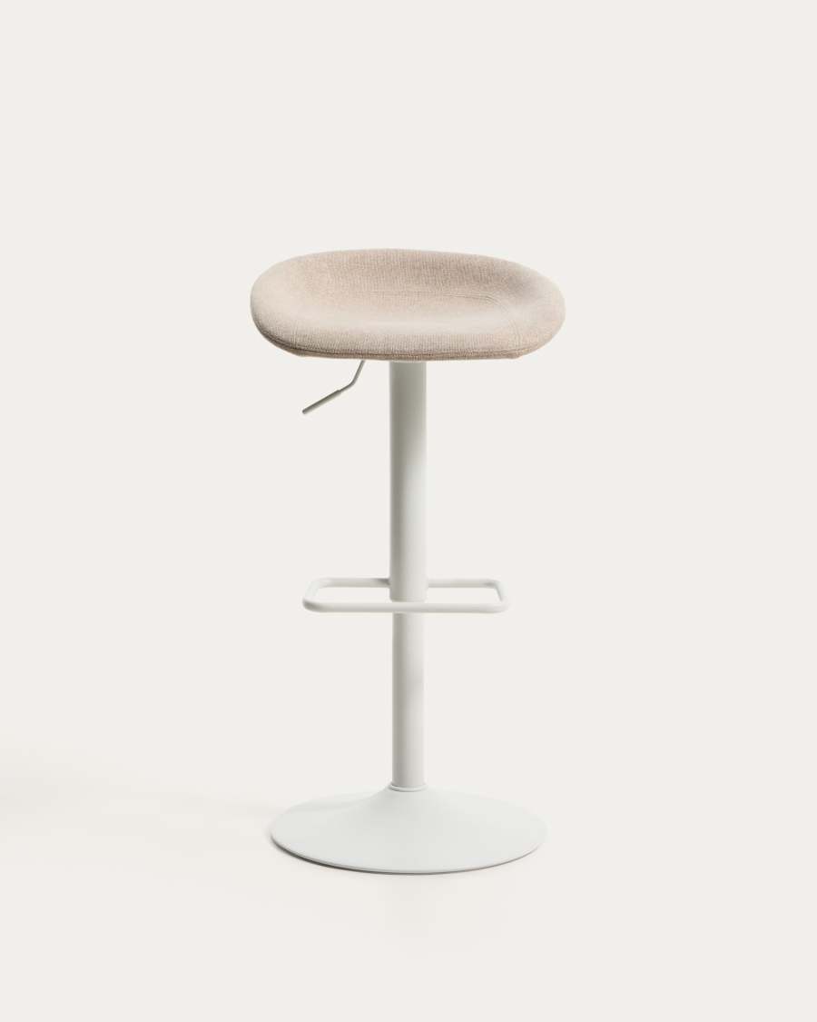 Danua stool in beige chenille and matte black steel 81-102cm FSC 100%