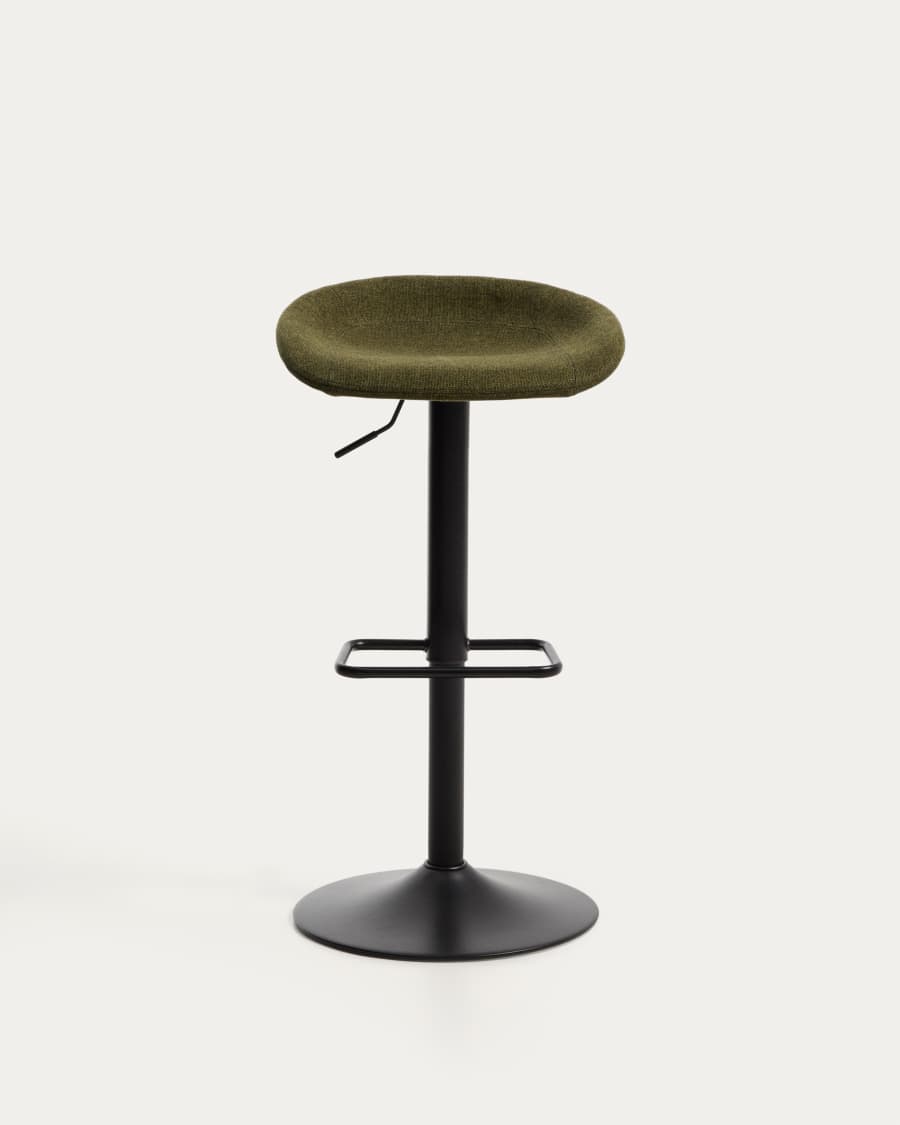 Danua stool in green chenille and matte black steel 81-102cm FSC 100%