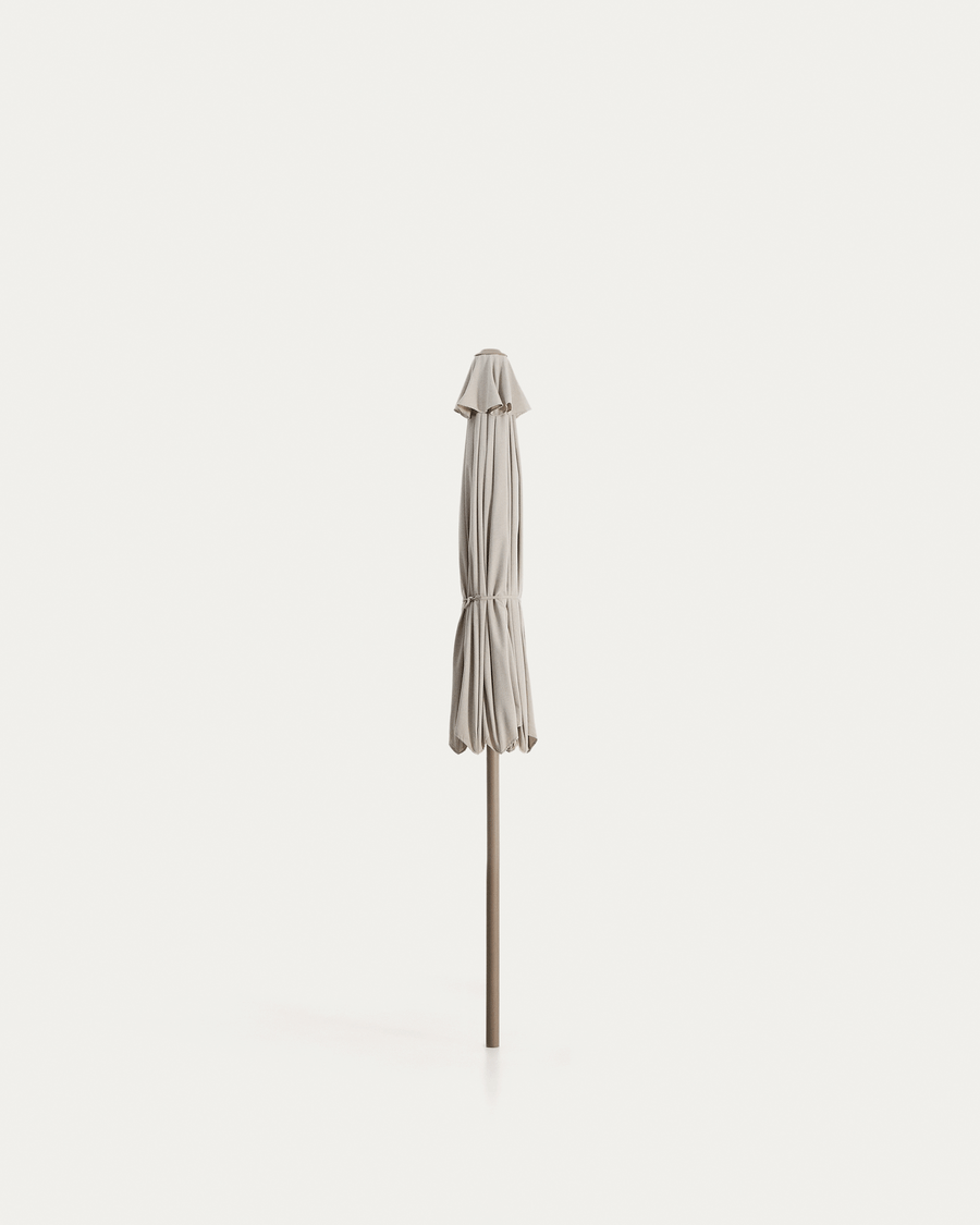 Milna beige parasol with central pole and taupe steel structure Ø300cm