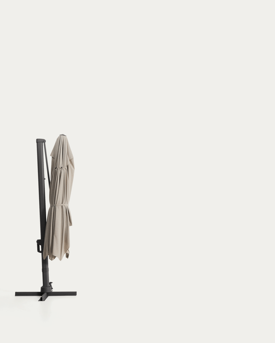 Parasol déporté Noli beige avec armature en aluminium graphite 300 x 420 cm