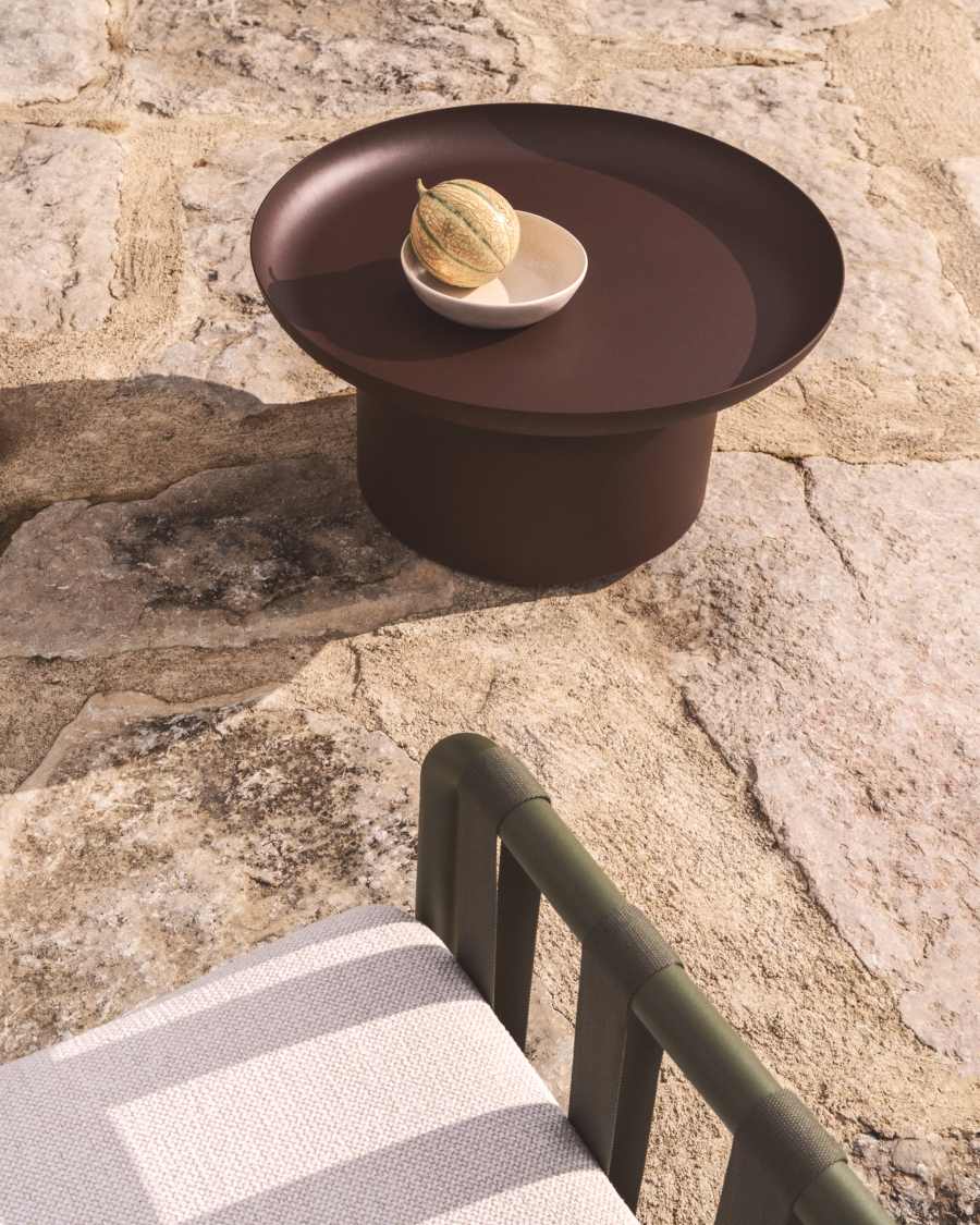 Arcola coffee table in brown aluminium Ø70cm