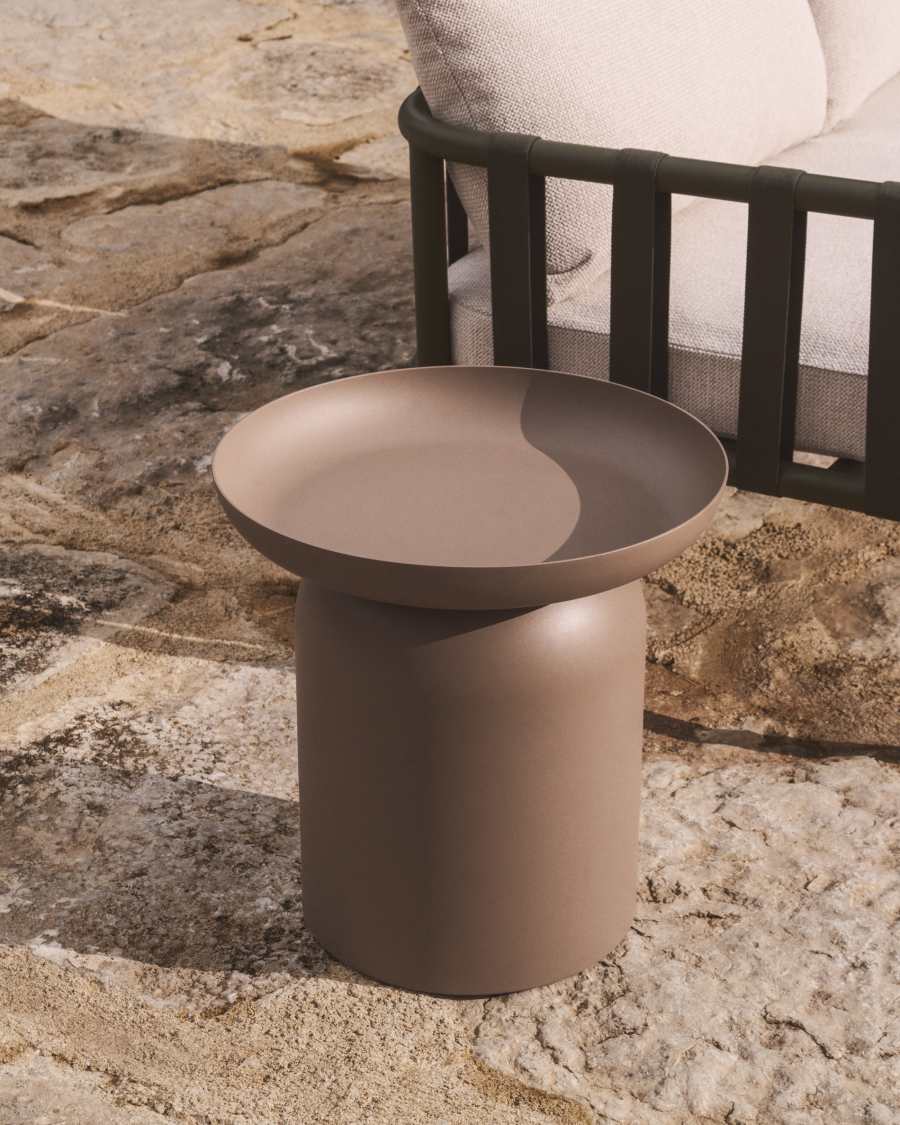 Tavolino da appoggio Arcola in alluminio beige Ø 45 cm