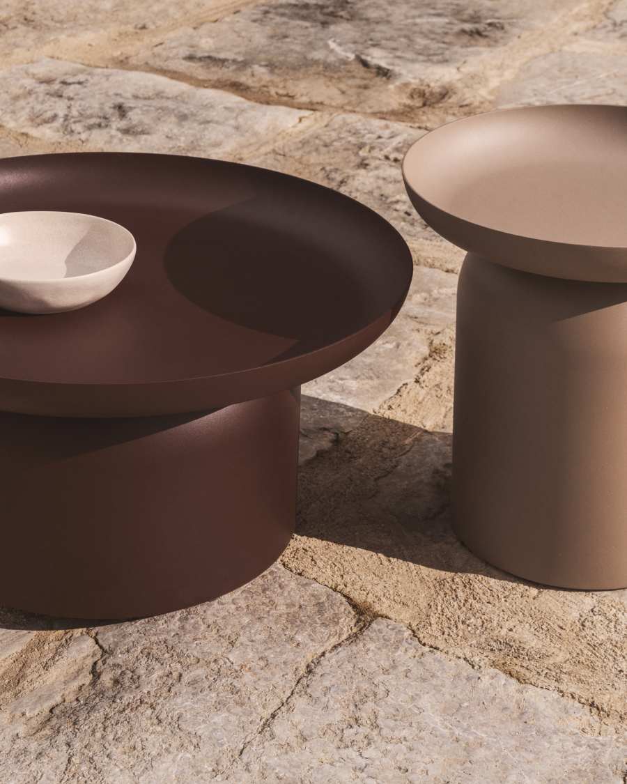 Arcola coffee table in brown aluminium Ø70cm