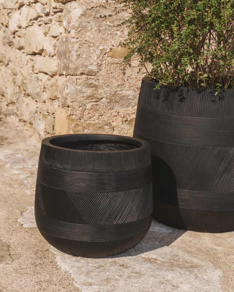 Σετ Tival με 2 γλάστρες με εφέ μαύρου τσιμέντου Ø 50 εκ / Ø 34 εκ