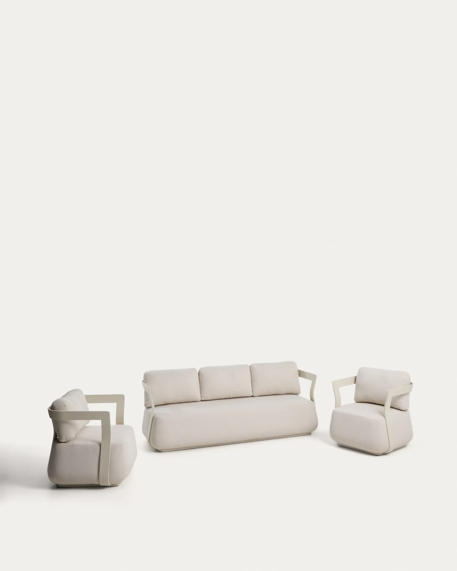 Tamaris set met 3-zitsbank en 2 fauteuils van taupekleurig aluminium