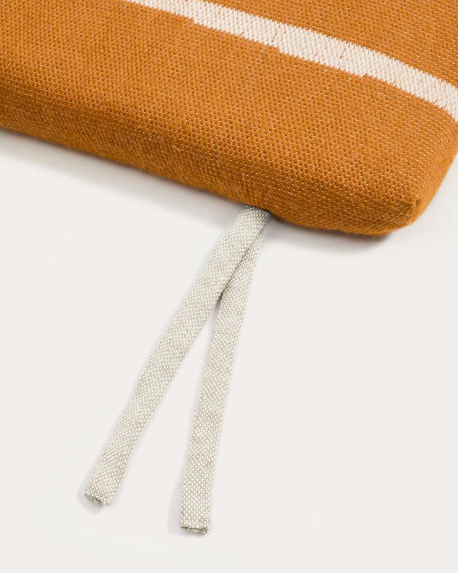 Daila orange 100% PET sun lounger cushion with Ikat graphic 50 x 175cm
