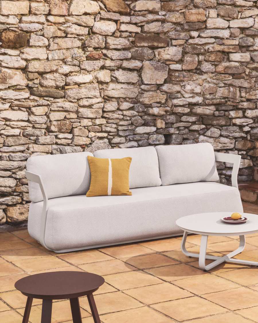 Tamaris ecru aluminium 3-seater sofa 217 cm