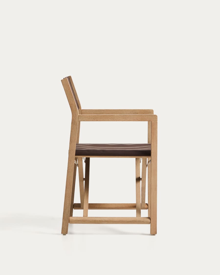 Vilara brown and beige striped outdoor folding chair made of FSC 100% solid acacia wood