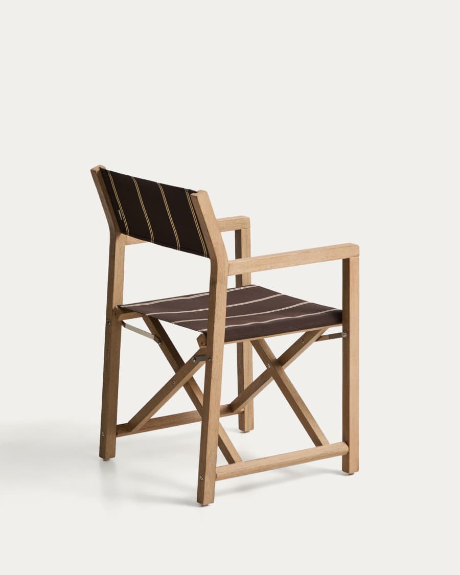 Vilara brown and beige striped outdoor folding chair made of FSC 100% solid acacia wood