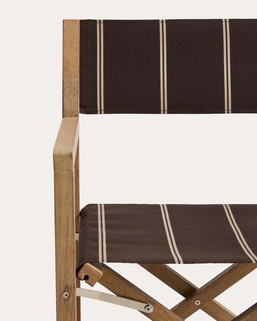 Vilara brown and beige striped outdoor folding chair made of FSC 100% solid acacia wood