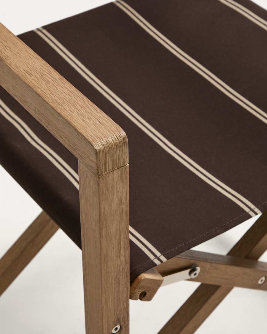 Vilara brown and beige striped outdoor folding chair made of FSC 100% solid acacia wood