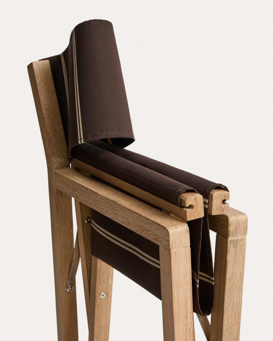 Vilara brown and beige striped outdoor folding chair made of FSC 100% solid acacia wood