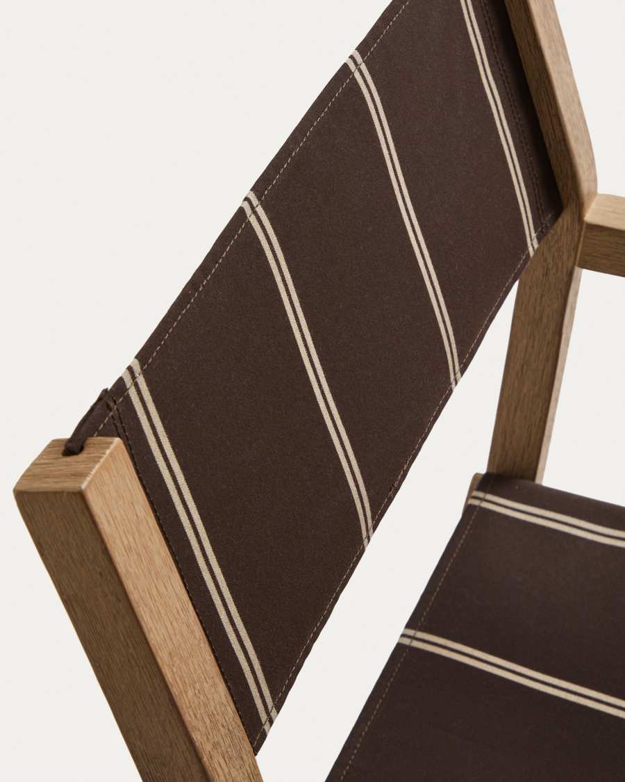 Vilara brown and beige striped outdoor folding chair made of FSC 100% solid acacia wood