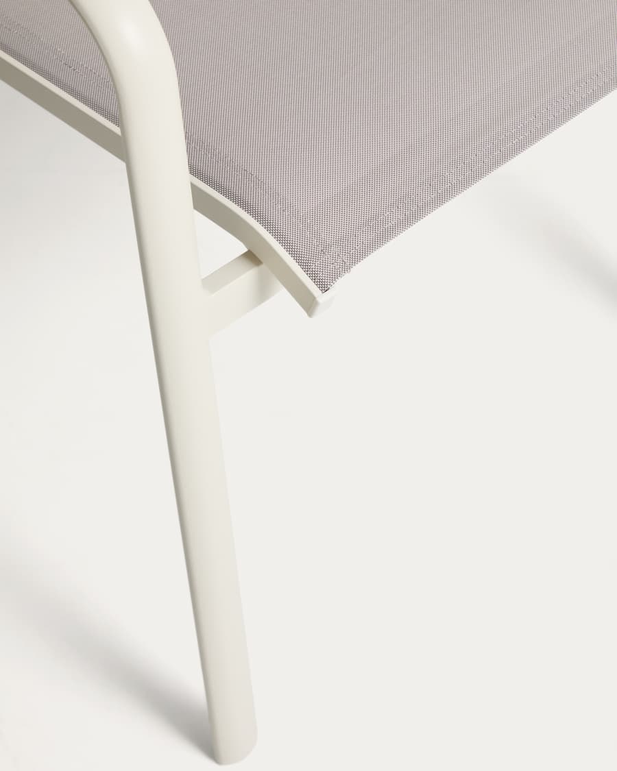 Set with Brela extendable table in ecru aluminium and 6 Luri chairs in ecru aluminium and beige texteline 205(287)x100cm