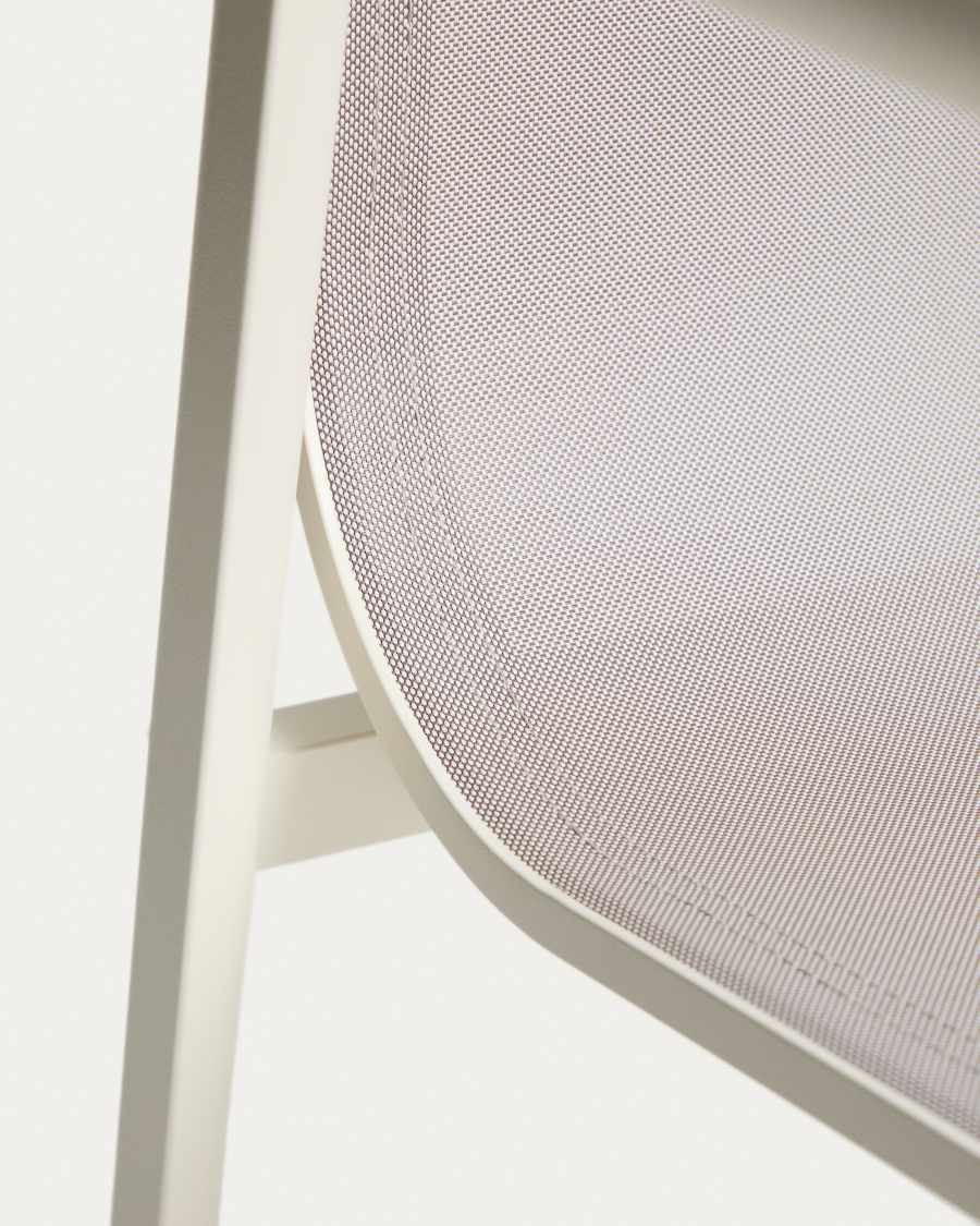 Set with Brela extendable table in ecru aluminium and 6 Canea chairs in ecru aluminium and beige texteline 205(287)x100cm